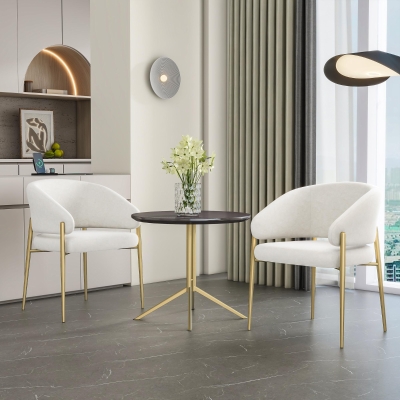 2-Piece Fabric Upholstered Kitchen Side Chairs with Curved Back, Modern Dining Chairs with High-Density Foam, 22.5'' L x 24'' W x 30.5'' H, Beige