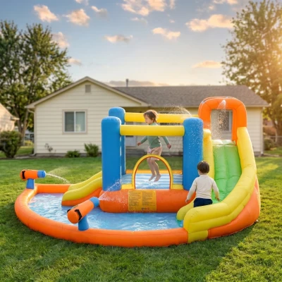 Outsunny 5-in-1 Kids Bounce House with Water Pool & Slide