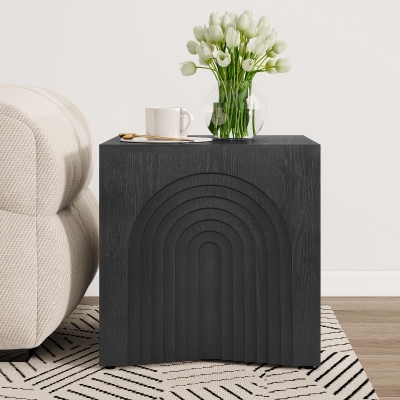 Wooden End Table with Spacious Top and Rubber Pads, No-Assembly Small Side Table for Small Spaces and Bedroom, 19'' L x 19'' W x 19'' H, Black
