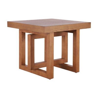 Solid Wood End Table with Sturdy Solid Wood Construction, Bedside Accent Table with Non-Slip Feet, 23.5'' L x 23.5'' W x 20.5'' H, Walnut
