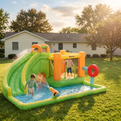 Outsunny 7-in-1 Inflatable Water Slide, Kids Bounce House