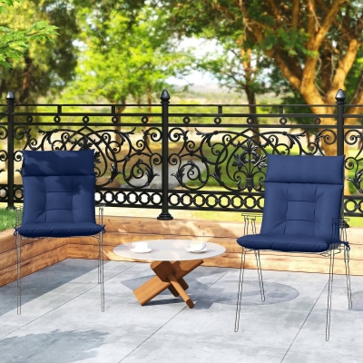 Outsunny Patio Chair Cushions Set of 4, Waterproof Non-Slip Lounge Chair Cushions, 44"x21", Navy Blue