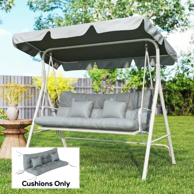 Outsunny 4-Piece Back and Seat Cushion Pillows Replacement and Pillows, Patio Chair Cushions Set with Ties, Light Grey
