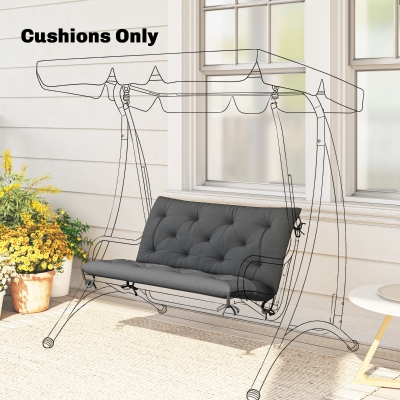 Outsunny Porch Swing Cushion Garden Bench Cushion with Backrest, Non-Slip 2-seater Soft Pad, Swing Chair Mat Replacement for Indoor and Outdoor, 39.4" x 38.6", Dark Grey