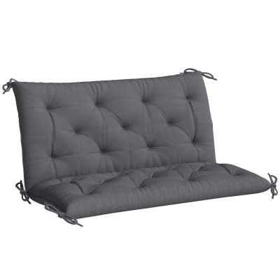 Outsunny Porch Swing Cushion Garden Bench Cushion with Backrest, Non-Slip 2-seater Soft Pad, Swing Chair Mat Replacement for Indoor and Outdoor, 39.4" x 38.6", Dark Grey