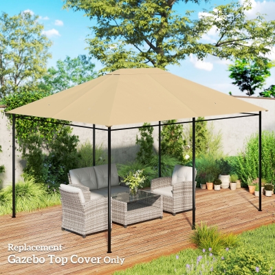 Outsunny 10' x 13' Gazebo Replacement Canopy Cover, Gazebo Roof Replacement (TOP COVER ONLY), Khaki