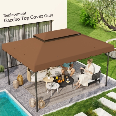 Outsunny 13' x 10' Gazebo Replacement Canopy, Gazebo Top Cover with Double Vented Roof for Garden Patio(TOP ONLY), Coffee
