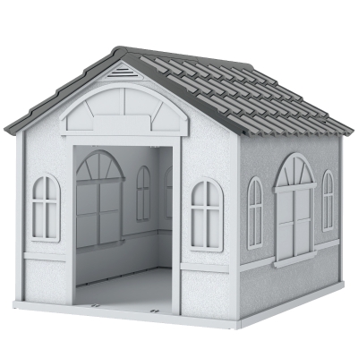 PawHut Water Resistant Pet House for Small/Medium Dogs, Gray