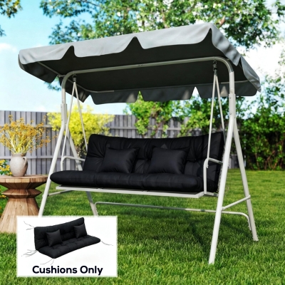 Outsunny 4-Piece Back and Seat Cushion Pillows Replacement and Pillows, Patio Chair Cushions Set with Ties, Black