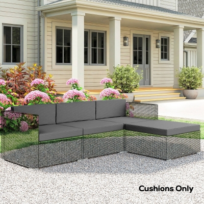 Outsunny Patio Furniture Cushions Water-Repellent Outdoor Loveseat Cushion Removable Covers 23.6" x 23.6", Grey