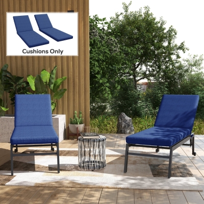 Outsunny 2-Piece Back and Seat Cushion Pillows Replacement, Patio Chair Cushions Set with Ties for Indoor Outdoor, Blue