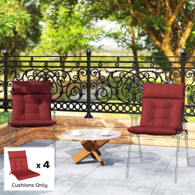 Outsunny Patio Chair Cushions Set of 4, Waterproof Non-Slip Lounge Chair Cushions, 44"x21", Wine Red