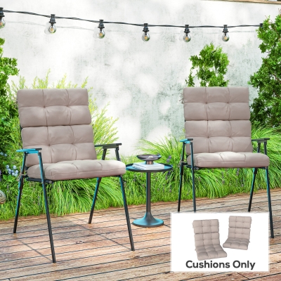 Outsunny 2-Piece Back Seat Cushion Replacement, Outdoor Patio Chair Cushions Set with Ties, Button Tufted, Beige