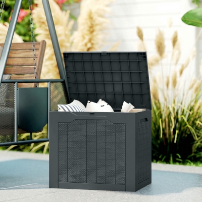 Outsunny 30 Gallon Deck Box, Resin Outdoor Storage Box with Handles, Waterproof and UV Resistant Storage Container