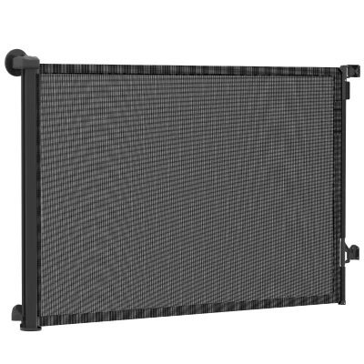 PawHut Retractable Dog Gate, 36.6" Tall,  Extends to 55" Wide, Mesh Pet Gate with Single Hand Operation, for Stairs, Doorways