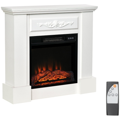 HOMCOM 32" Electric Fireplace, Freestanding Heater, 1400W, White