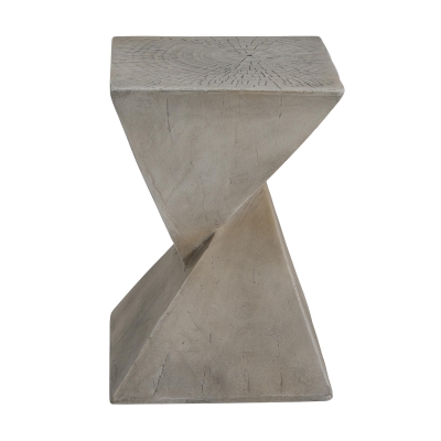 Stylish MGO Accent Table with Realistic Wood-Grain Texture, All-Weather Side Table with Stable 77 Lbs Capacity, 12.5" L x 12.5" W x 18" H, Light Gray