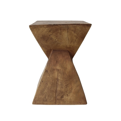 Stylish MGO Accent Table with Realistic Wood-Grain Texture, All-Weather Side Table with Stable 77 Lbs Capacity, 12.5" L x 12.5" W x 18" H, Natural