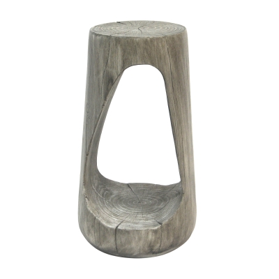 Modern End Table with Unique Wood Grain Texture and All-Weather Durability, Sturdy Side Table with 200 Lbs Capacity, 15" L x 15" W x 26.5" H, Grey