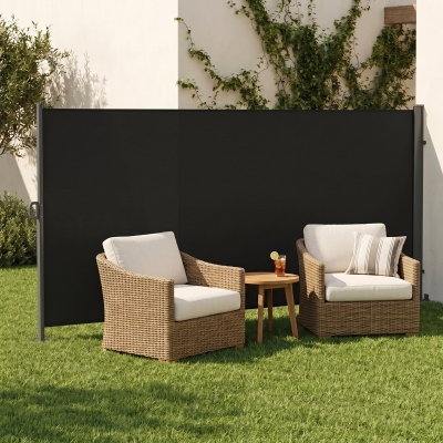 Outsunny 118" x 79" Retractable Side Awning Patio Outdoor Folding Privacy Screen with Resistance to UV Rays & Wind, Black