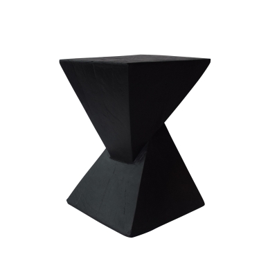 Stylish MGO Accent Table with Realistic Wood-Grain Texture, All-Weather Side Table with Stable 77 Lbs Capacity, 12.5" L x 12.5" W x 18" H, Black