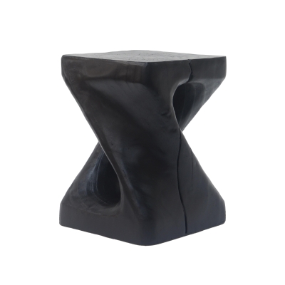 Twisted Hourglass Accent Side Table with MGO Composite, All-Weather End Table with UV-/Water-Resistant Finish, 11.5" L x 11.5" W x 16" H, Black