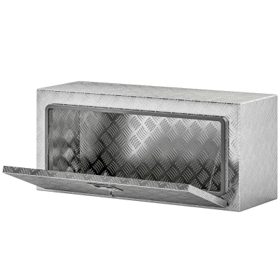 HOMCOM Heavy Duty Aluminum Underbody Truck Tool Box, 36 Inch Wavy Plate Tool Box Chest, Waterproof Storage Toolbox Organizer