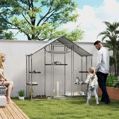 PawHut Large Outdoor Catio with Waterproof Cover & Hammock
