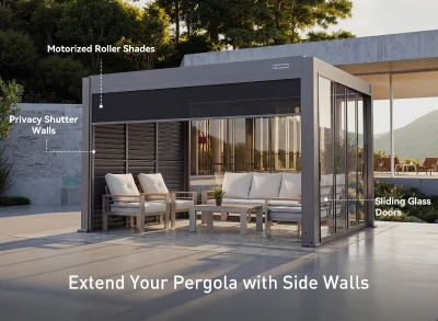 FlexPatio POWER+ PRO Gen 2 Motorized Pergola, 20' x 26', Gray