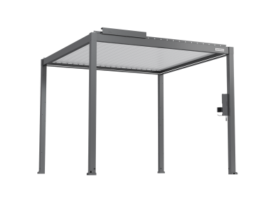 FlexPatio POWER+ Gen 2 Motorized Pergola 10'L x 10'W Gray w/ White Louvers