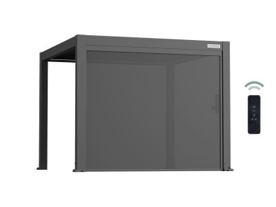 Flexpatio Motorized Roller Shades, Gray, 10' Side, 8% Openness