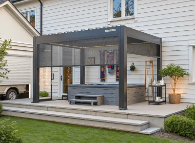 FlexPatio POWER+ PRO Gen 2 Motorized Pergola 13'x13' Gray
