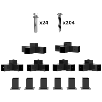 Outsunny 12PCS Pergola Kit, Pergola Brackets with 3-Way & 4-Way Corner Brackets for 4"x4" (Actual 3.6"x3.6") Lumber