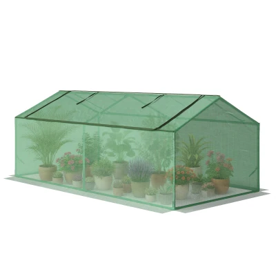 Outsunny Mini Greenhouse, Portable Garden Green House with Zipper Windows, PE Cover for Outdoor, Indoor, 71" x 36" x 28", Green