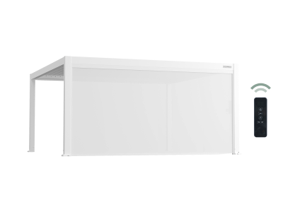 Flexpatio Motorized Roller Shades 16' Side White - Aluminum Track, 8% Openness