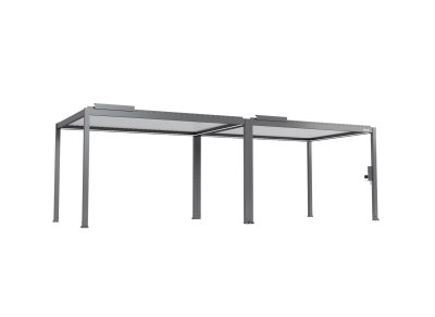 FlexPatio POWER+ Gen 2 Motorized Pergola 10'L x 26'W Gray with White Louvers