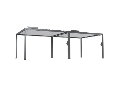 FlexPatio POWER+ Gen 2 Motorized Pergola 13'L x 26'W Gray w/ White Louvers