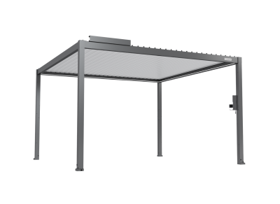 FlexPatio POWER+ Gen 2 Motorized Pergola 13'L x 13'W Gray with White Louvers