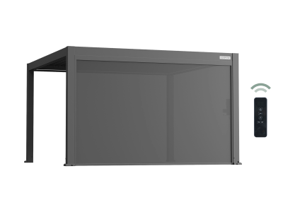 Flexpatio Motorized Roller Shades 13' Side Gray with Aluminum Track