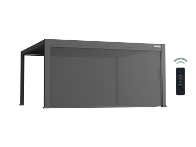 Flexpatio Motorized Roller Shades 16' Side Gray with Aluminum Track