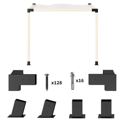 Outsunny Pergola Kit with 15° Slanted Brackets for 3.6"x3.6" Lumber, Black