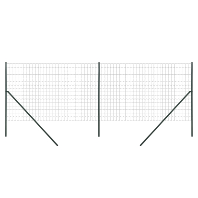 Outsunny Garden Fence Barrier, Welded Fence Roll, Includes Posts & Support Braces, Green Plastic-Coated Steel