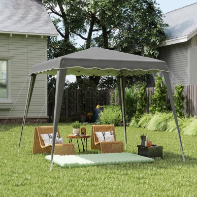 Outsunny 8' x 8' Pop Up Canopy, Outdoor Foldable Tent, Portable Canopy Tent with Carrying Bag for Camping, Party, Picnic, Grey