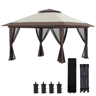 Outsunny 13' x 13' Pop Up Gazebo Tent, Beige
