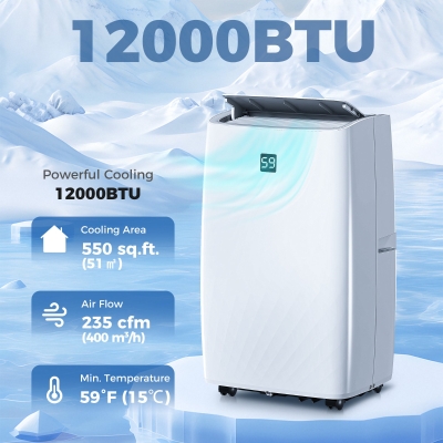 HOMCOM 12000 BTU Portable Air Conditioner, AC Unit with Cool, Dehumidifier, Fan, 550 Sq. ft, 24H Timer On Off, Window Kit