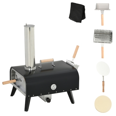 Outsunny Outdoor Pizza Oven, Pellet Wood Fired with 12" Stone