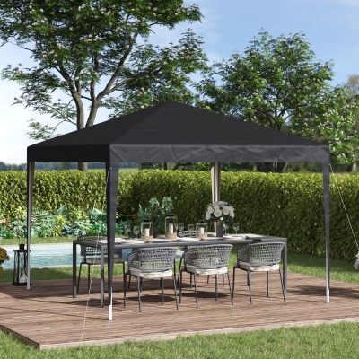 Outsunny 10 x 10ft Folding Pop Up Tent Outdoor Gazebo Canopy with Carrying Bag, Black
