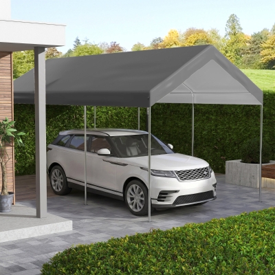 Outsunny 10 x 20ft Carport Replacement Canopy, UV Resistant Garage Car Cover with Ball Bungee Cords, Dark Grey
