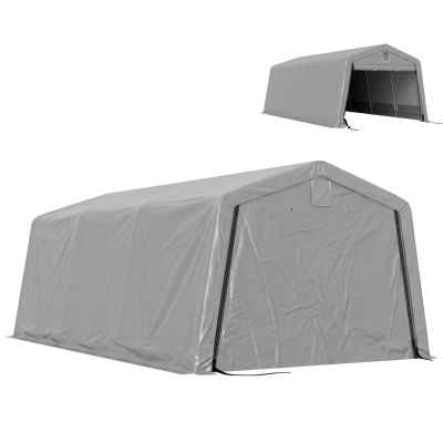 Outsunny 11' x 20' Portable Garage, Heavy Duty Carport Canopy with Ventilation Windows and Large Roll-up Door, Grey