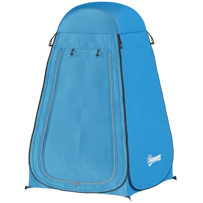 Outsunny Pop Up Shower Tent, Portable Privacy Room for Outdoor Changing, Dressing, Fishing Storage with Carrying Bag, Blue